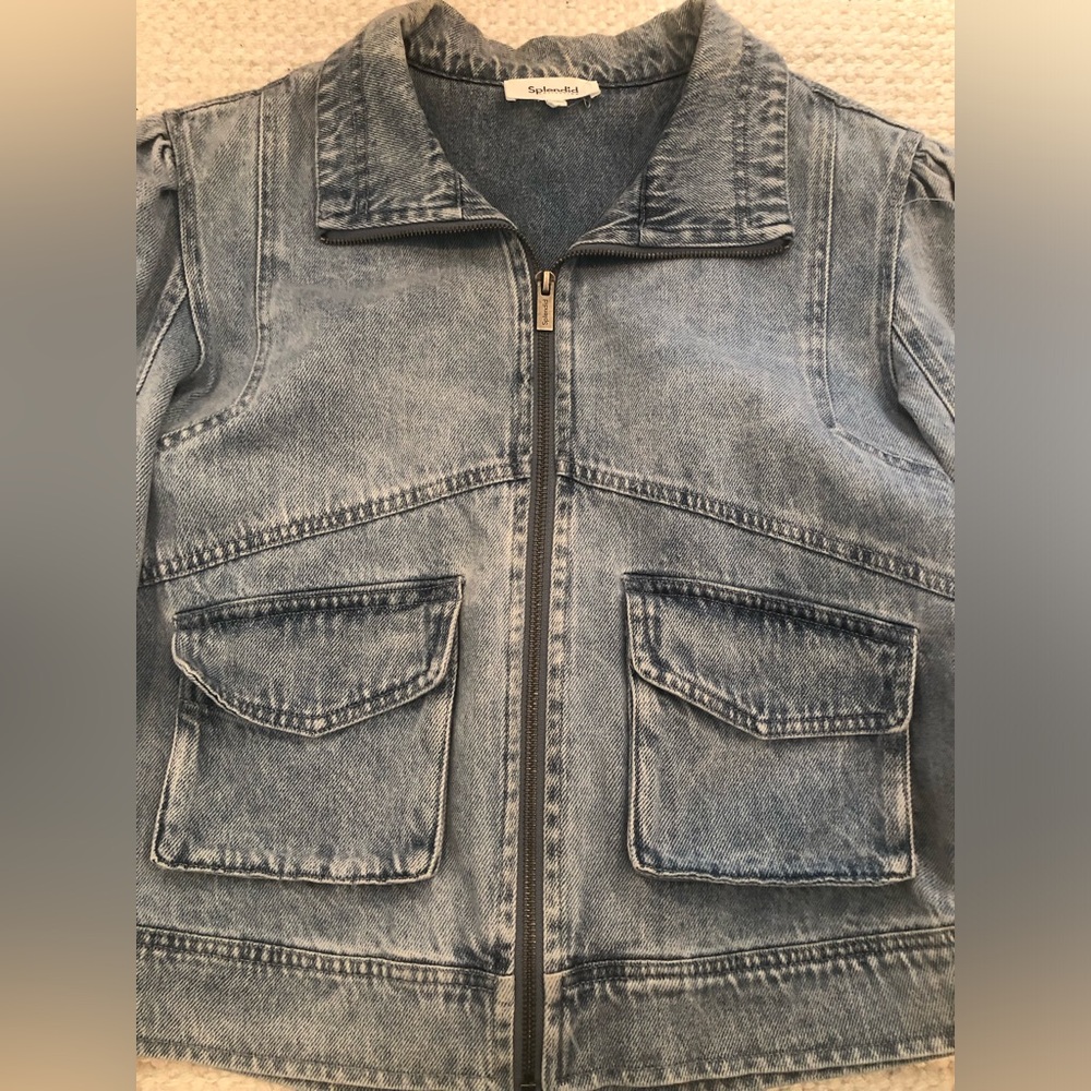 Splendid Collection Blue Washed Denim Utility Jacket - Picture 9 of 11